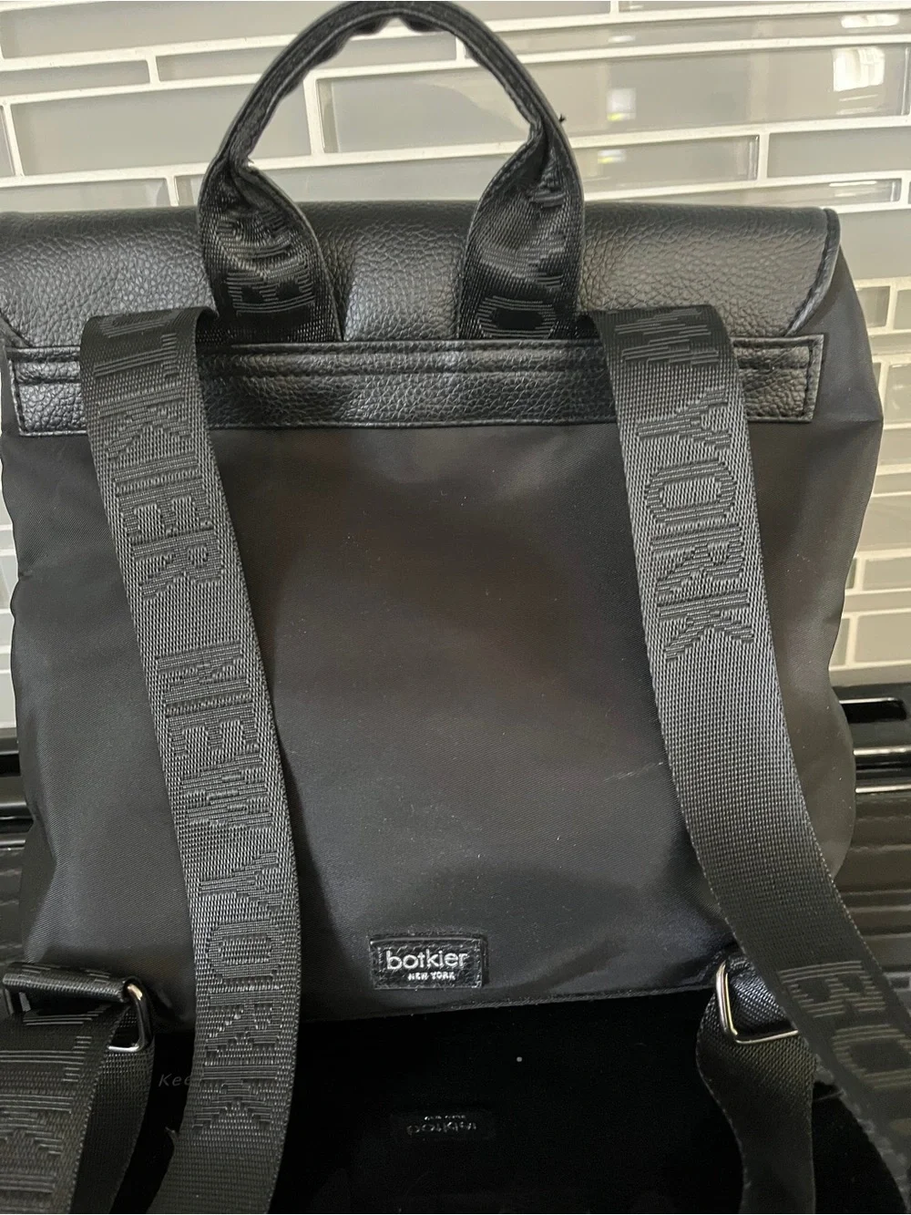 Botkier Black Pebbled Leather Mini Backpack with Interior Zip Pocket